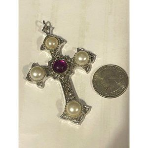 Sarah Coventry Crusader Cross Filigree Silver